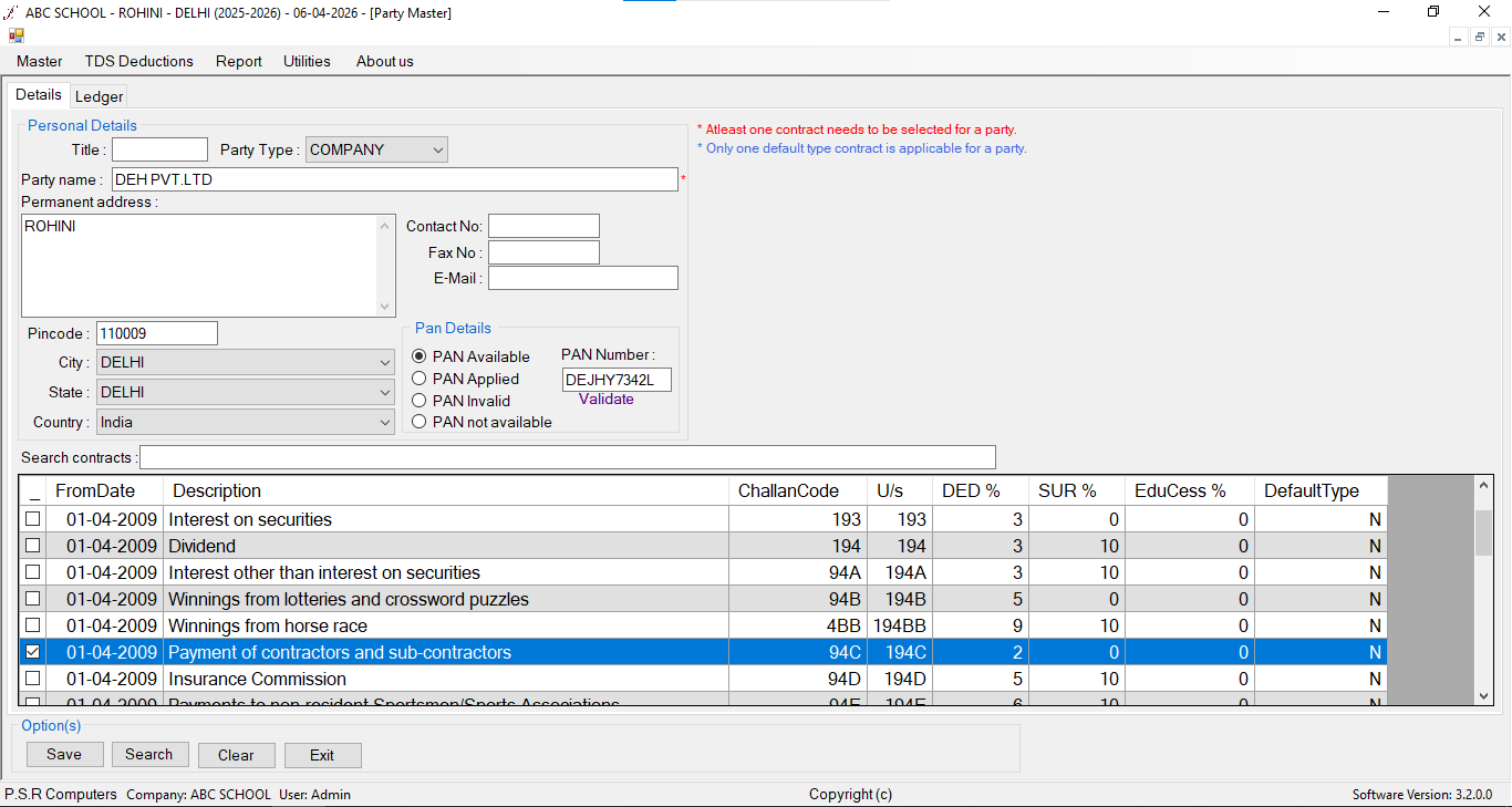 Party or Company Master Profile